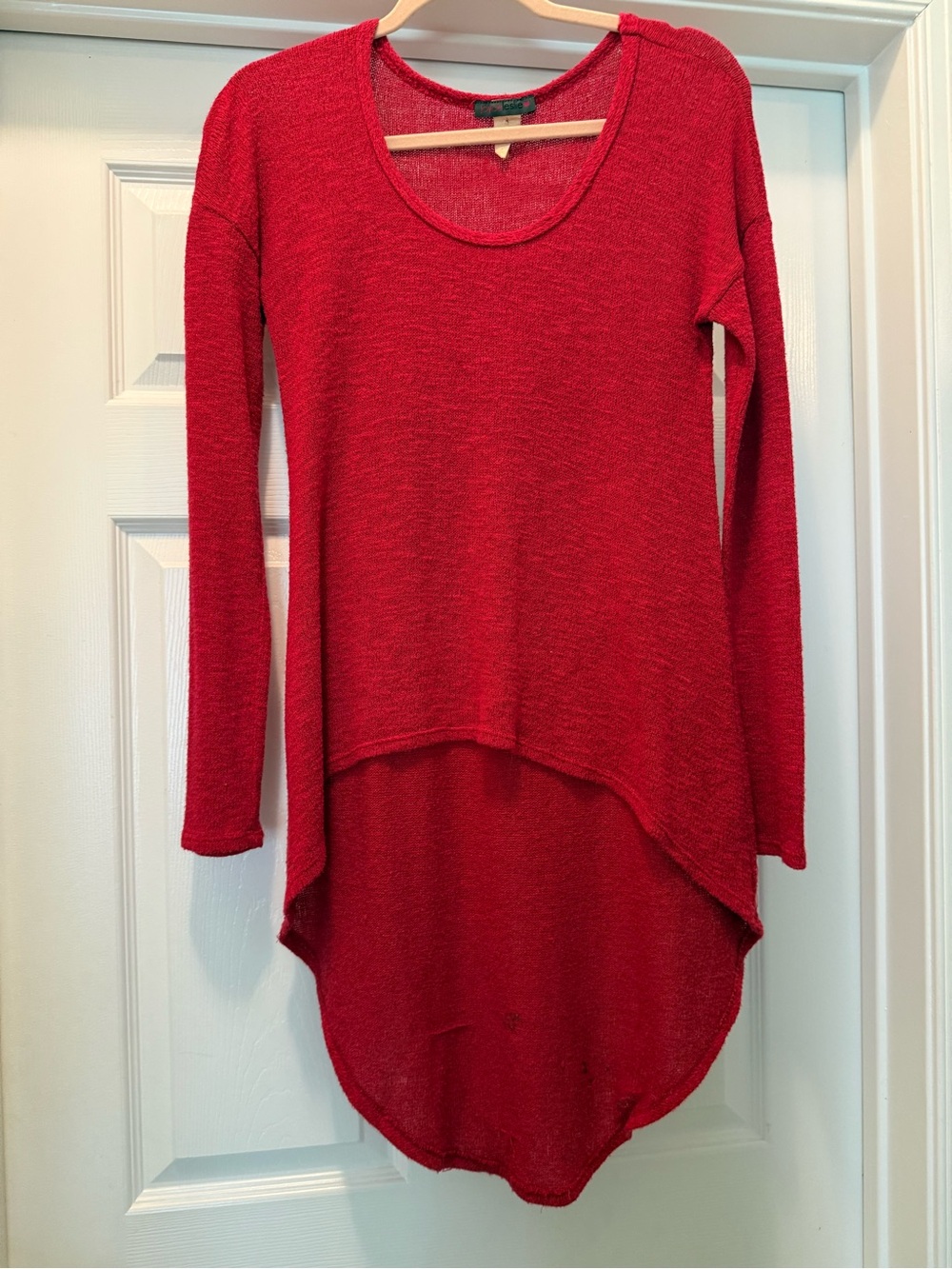 Joyce Leslie Red High-Low Scoop Neck Knit Top